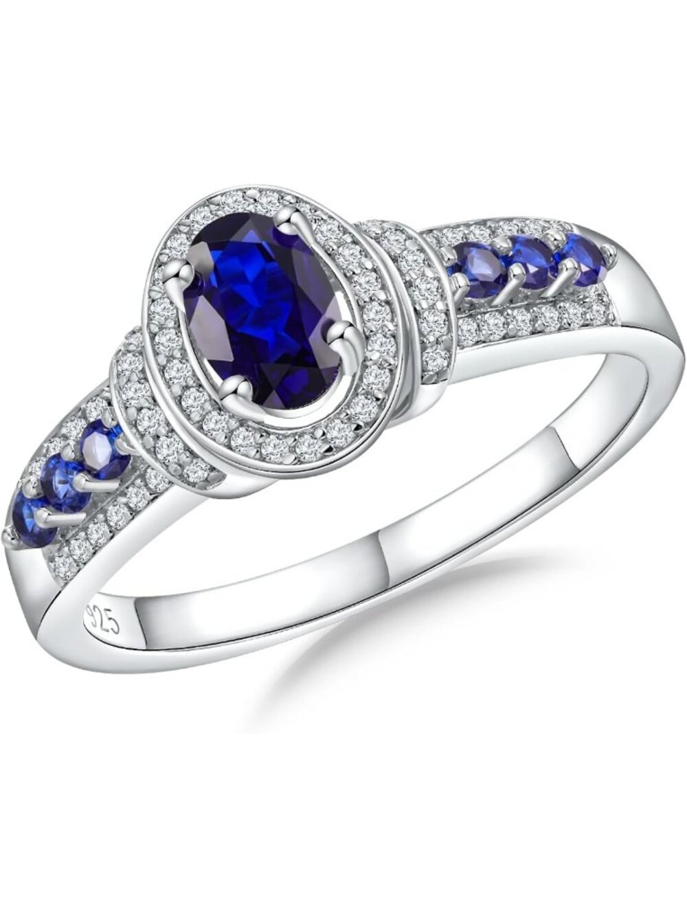 Birthstone Rings for Women 925 Sterling Silver/Yellow Gold Plated Gemstome Oval